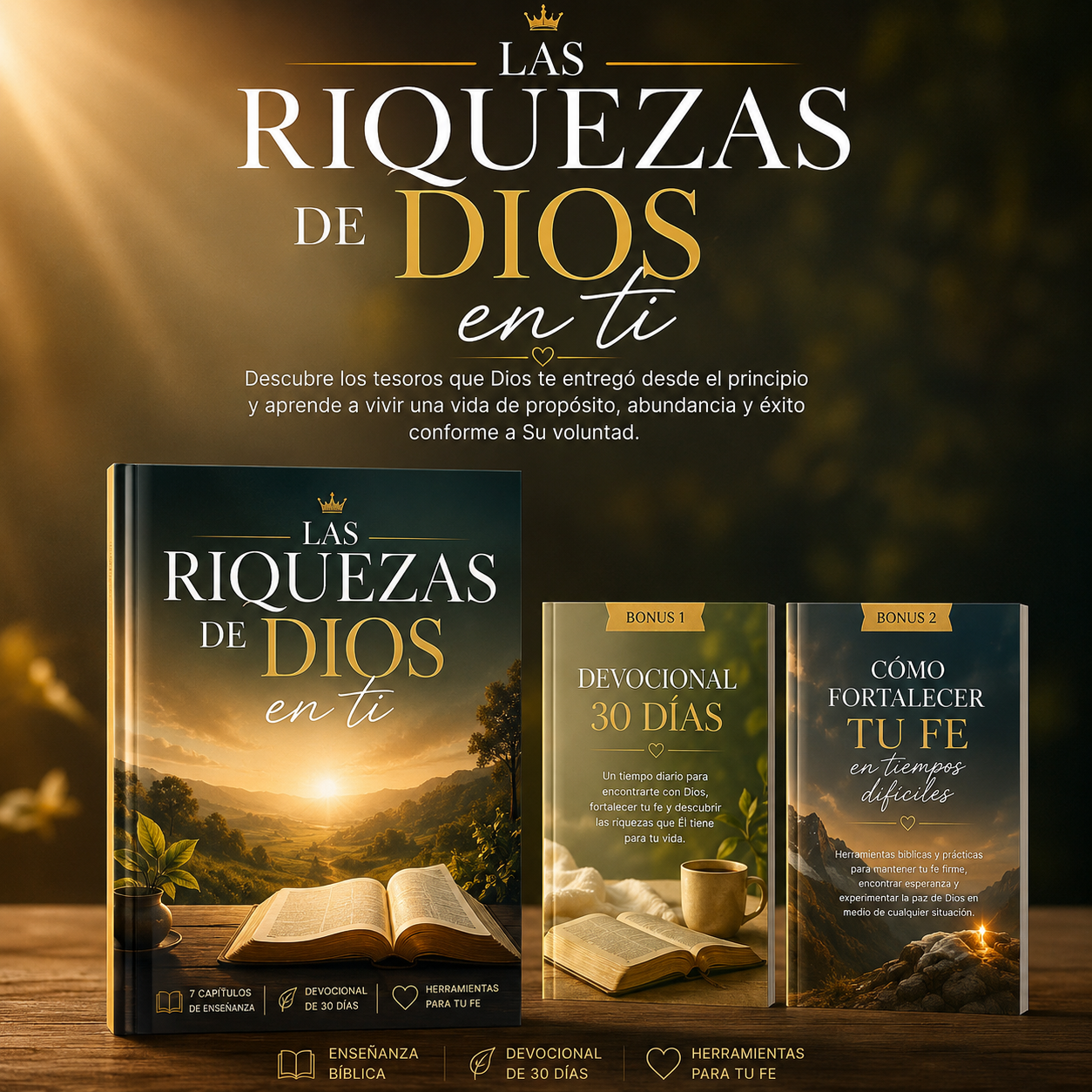 Las Riquezas de Dios en TI. Incluye 2 bonus exclusivos para fortalecer tu fe y profundizar tu relación con Dios
